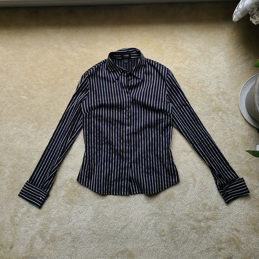 EUC Express French Cuff Shirt Black Size 8